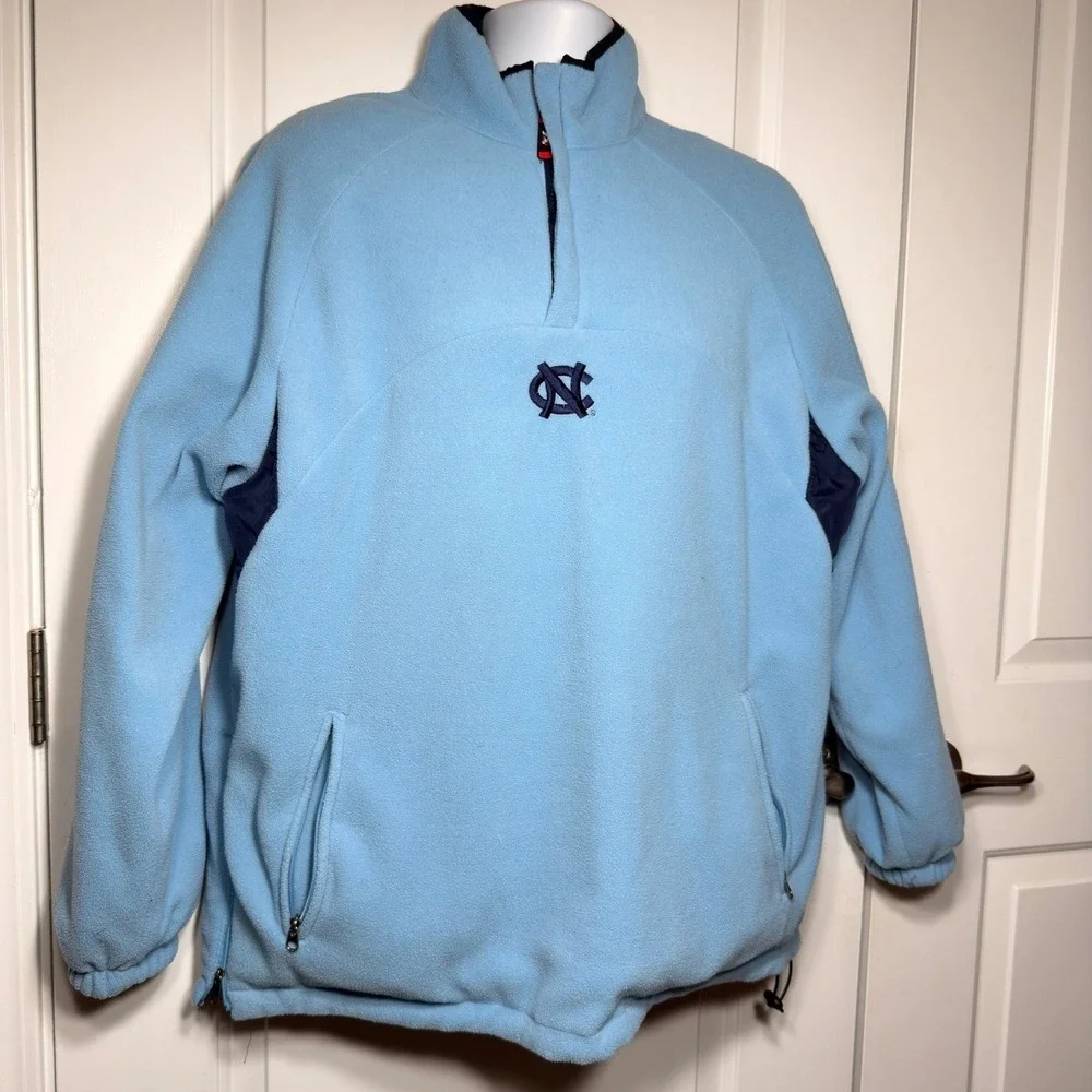 Pro Player UNC Tar Heels Reversible Fleece Windbreaker Jacket Blue Vintage M